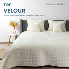 Покривало ТЕП "VELOUR" 220*240 см молочний/ромб круглий