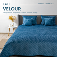 Покривало ТЕП "VELOUR" 240*260 см синій/ромб круглий