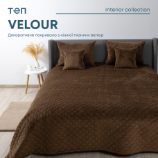 Покривало ТЕП "VELOUR" 240*260 см коричневий/ромб круглий