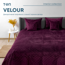 Покривало ТЕП "VELOUR" 240*260 см Бордо/Ромб прямий