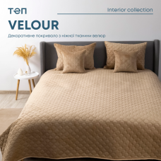 Покривало ТЕП "VELOUR" 220*240 см золотий беж/ромб круглий