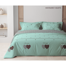 Комплект постільної білизни "ТЕП" Mint&Grey Hearts, 70x70 сімейний