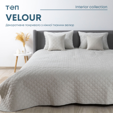 Покривало ТЕП "VELOUR" 220*240 см світло-сірий/ромб круглий