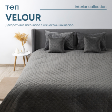 Покрывало ТЕП "VELOUR" 180*240 см сірий/ромб круглий