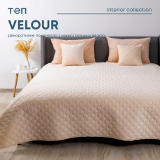 Покривало ТЕП "VELOUR" 180*240 см Персиковий/Ромб круглий