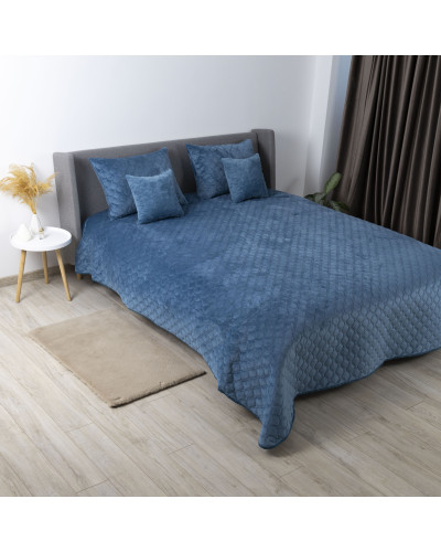 Покривало ТЕП "VELOUR" 180*240 см синій/ромб круглий