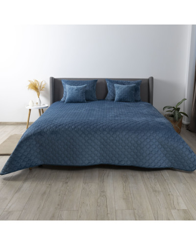 Покривало ТЕП "VELOUR" 180*240 см синій/ромб круглий