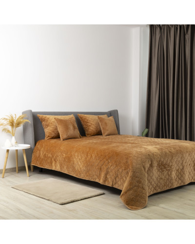 Покривало ТЕП "VELOUR" 180*240 см кавовий/ромб круглий