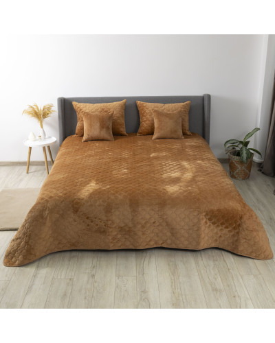 Покривало ТЕП "VELOUR" 180*240 см кавовий/ромб круглий
