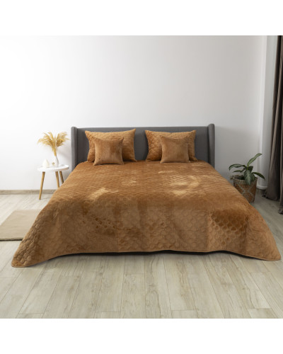 Покривало ТЕП "VELOUR" 180*240 см кавовий/ромб круглий
