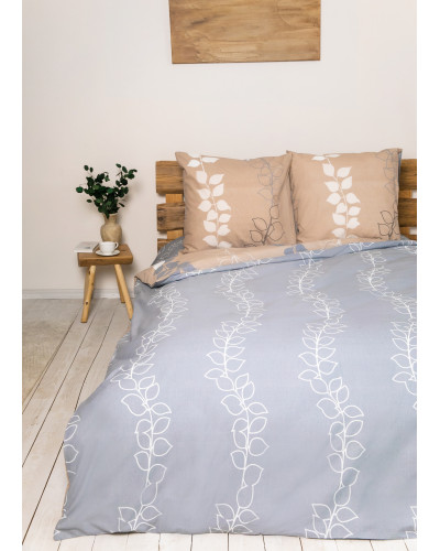Комплект постільної білизни ТЕП "Soft dreams" Grey Leaf, 70x70 двоспальний