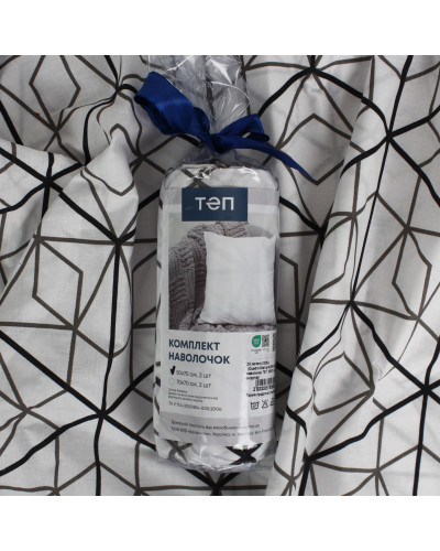 Комплект наволочок ТЕП Quadro Stars grey Rev, 50x70 см