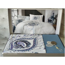 Valencia сатинова постільна білизна, євро розмір. Dantela vita Туречиина.