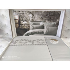 Inci antrasit сатинова постіль з гіпюром. Dantela Туреччина.