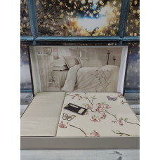 Butterfy bej сатин з вишивкою. Євро розмір. Dantela vita Туреччина.