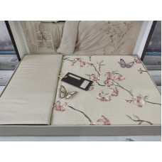 Butterfy bej сатин з вишивкою. Євро розмір. Dantela vita Туреччина.