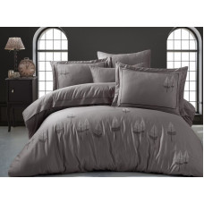 Pamira antrasit сатинова постіль з вишивкою.  розмір. Dantela vita Туреччина.