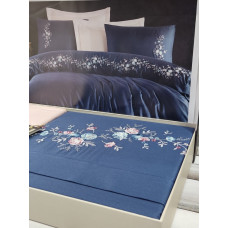 Piraye Lacivert сатинова постіль з вишивкою.  розмір. Dantela vita Туреччина.