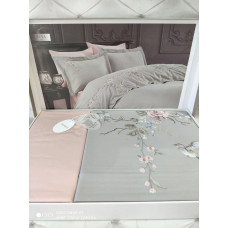 Ruya gri сатинова постіль з вишивкою.  розмір. Dantela vita Туреччина.