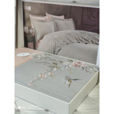 Ruya gri сатинова постіль з вишивкою.  розмір. Dantela vita Туреччина.