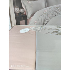 Ruya gri сатинова постіль з вишивкою.  розмір. Dantela vita Туреччина.