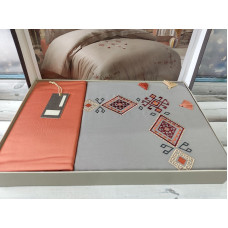 Tilbe antrasit сатинова постіль з вишивкою.  розмір. Dantela vita Туреччина.