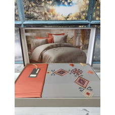 Tilbe antrasit сатинова постіль з вишивкою.  розмір. Dantela vita Туреччина.