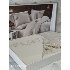 Safir bej сатин з вишивкою та гіпюром.  розмір. Dantela vita Туреччина.