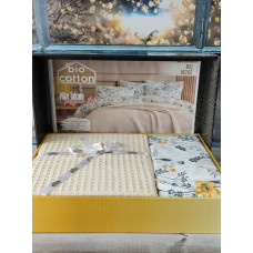 Bej Літній набір з вафельним покривалом. Bio Cotton Туреччина