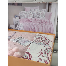 Pembe літнія постільна білизна з покривалом. Бавовна. First class Туреччина