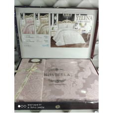 Жаккардове покривало Yelena pudra 240х260см., з наволочками. Miss Bella Туреччина