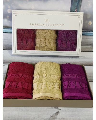 Рушники Pupilla Туреччина  30х50 Бамбук ST4938 bordo купити у Postel.biz.ua