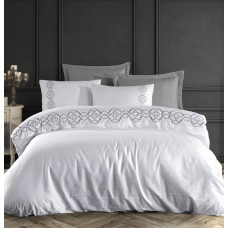 Victоriya gri сатинова постіль з вишивкою.  розмір. Dantela vita Туреччина.