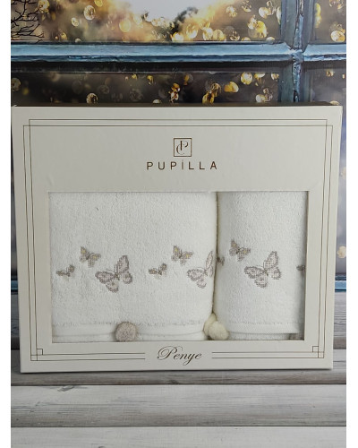 Рушники Pupilla Туреччина   Бавовна ST2LI SILA PONPON BUTTERFLY KREM купити у Postel.biz.ua
