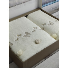 Pupilla 2в1 Sila butterfly krem рушники з помпонами.Туреччина