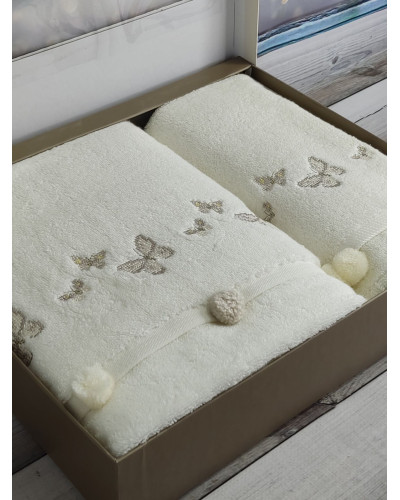 Рушники Pupilla Туреччина   Бавовна ST2LI SILA PONPON BUTTERFLY KREM купити у Postel.biz.ua