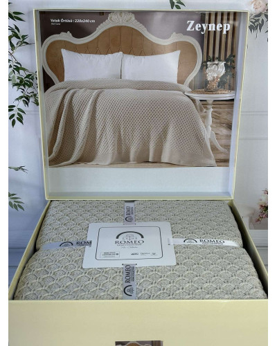 Zeynep bej в'язаний акріловий плед. Romeo Home Туреччина.