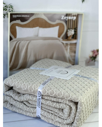 Zeynep bej в'язаний акріловий плед. Romeo Home Туреччина.