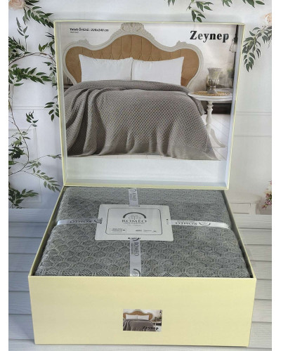 Zeynep gri в'язаний акріловий плед. Romeo Home Туреччина.