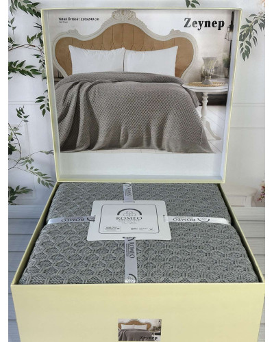 Zeynep gri в'язаний акріловий плед. Romeo Home Туреччина.