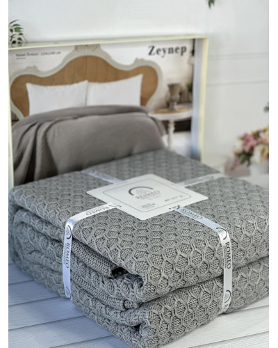Zeynep gri в'язаний акріловий плед. Romeo Home Туреччина.