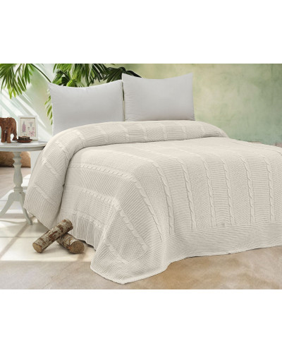 Erguvan krem в'язаний акріловий плед. Romeo Home Туреччина.