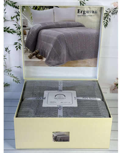 Erguvan gri в'язаний акріловий плед. Romeo Home Туреччина.