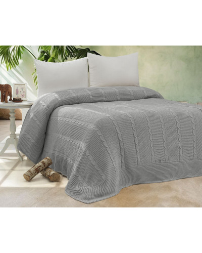 Erguvan gri в'язаний акріловий плед. Romeo Home Туреччина.