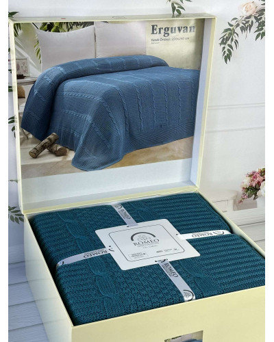 Erguvan petrol в'язаний акріловий плед. Romeo Home Туреччина.