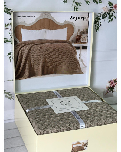 Zeynep koyu kahve в'язаний акріловий плед. Romeo Home Туреччина.