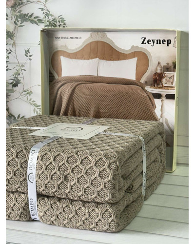 Zeynep koyu kahve в'язаний акріловий плед. Romeo Home Туреччина.
