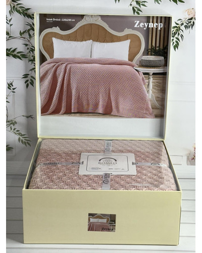 Zeynep persik в'язаний акріловий плед. Romeo Home Туреччина.