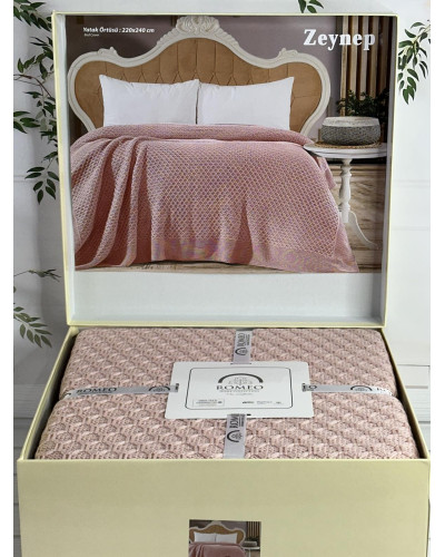 Zeynep persik в'язаний акріловий плед. Romeo Home Туреччина.