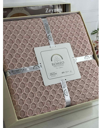 Zeynep persik в'язаний акріловий плед. Romeo Home Туреччина.